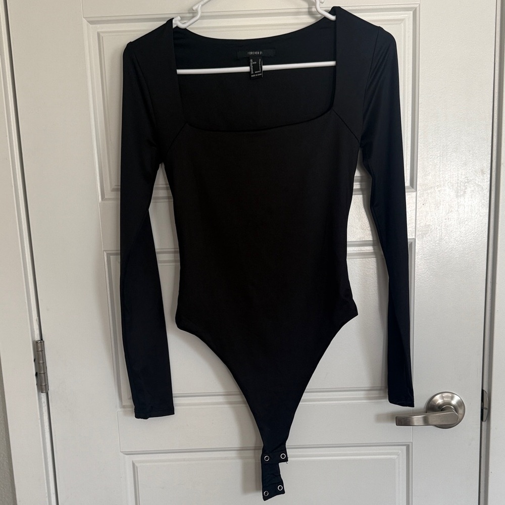 Forever 21 Black Square Neck Bodysuit